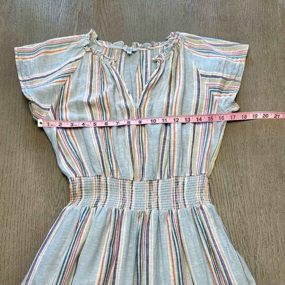 Rails Amellia Sag Harbor Stripe Linen Blend Smocked Midi Dress S - Picture 5 of 8